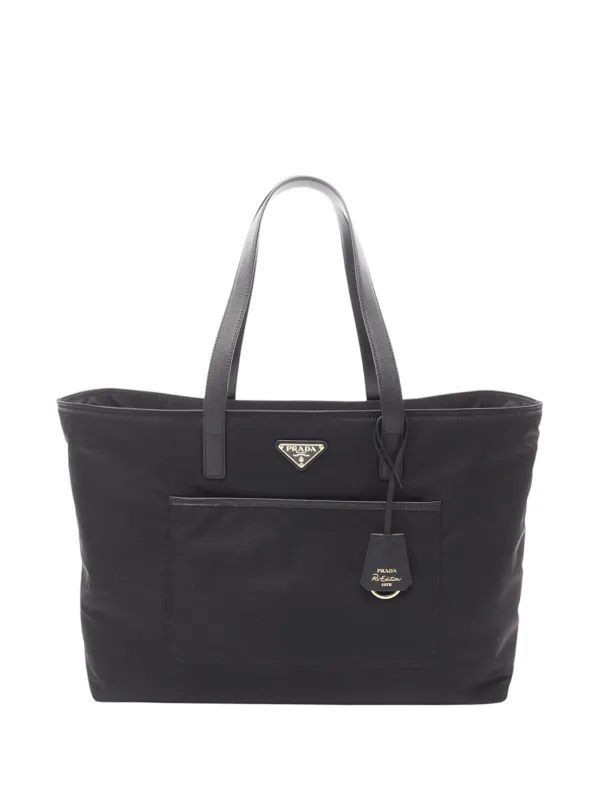 Prada Pre-owned 2013-2026 Saffiano Trimmed Re Edition 1978 Tote Bag in Black