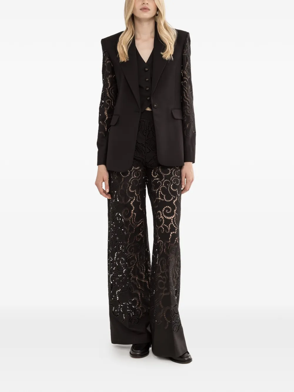  Nissa Embroidered Single-breasted Blazer - Black 