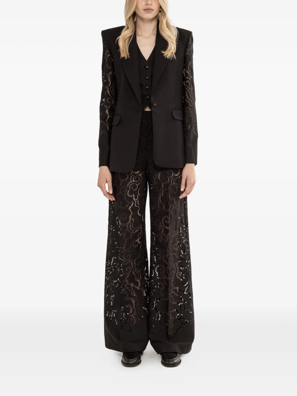  Nissa Embroidered Single-breasted Blazer - Black 