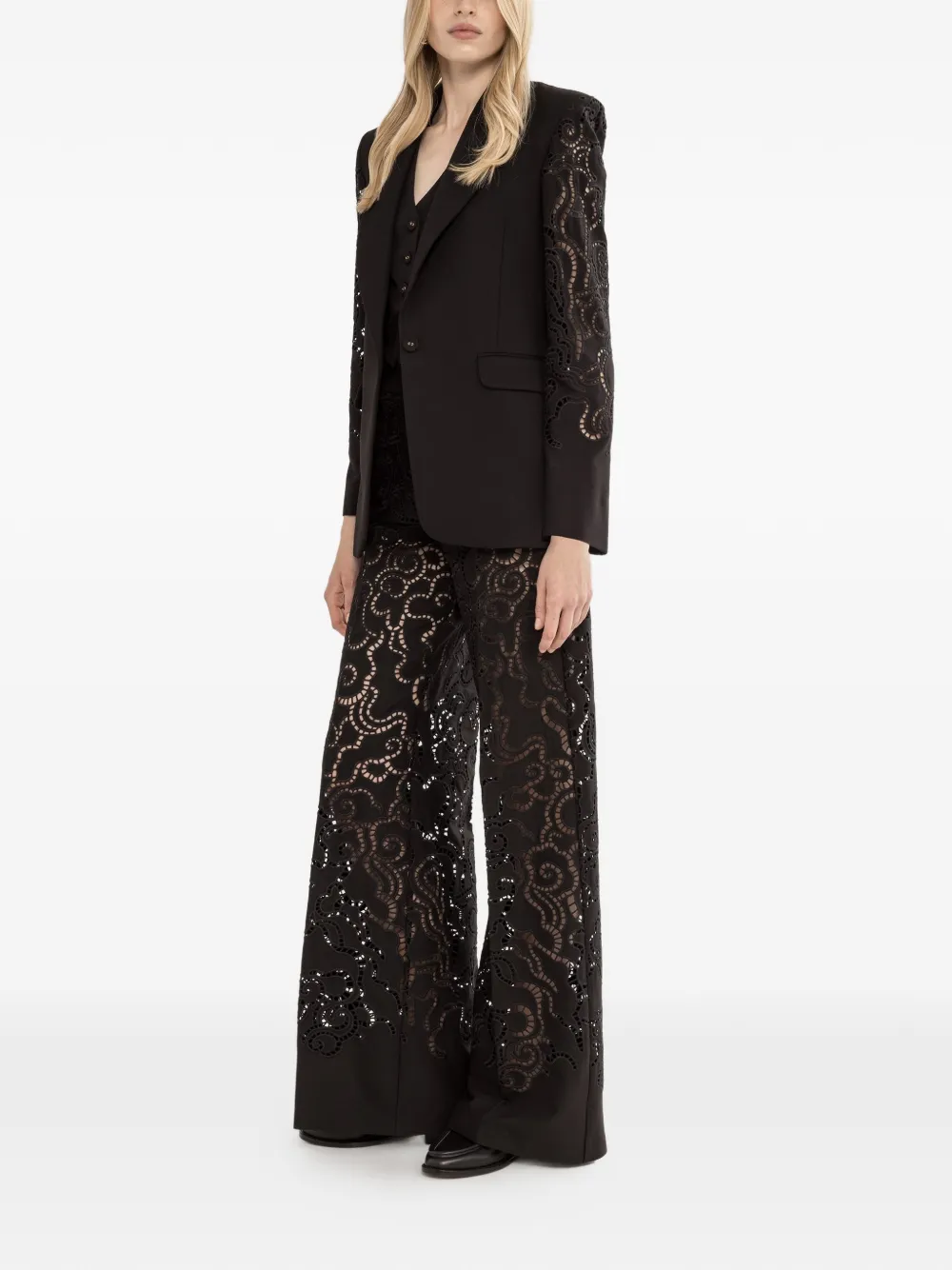 NISSA Blazer met enkele rij knopen Zwart