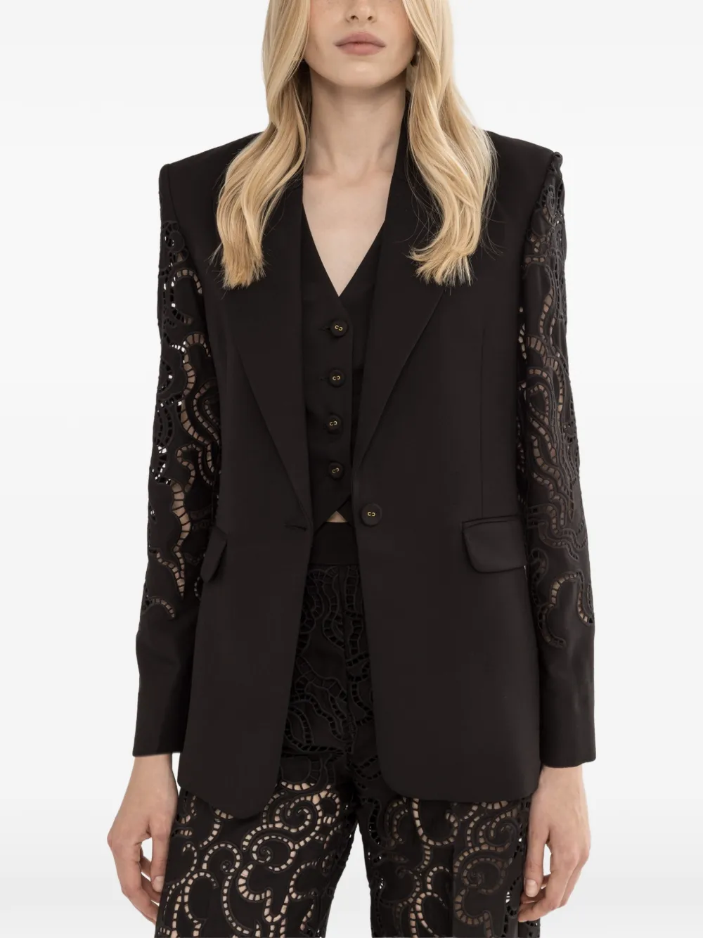 NISSA embroidered single-breasted blazer - Black
