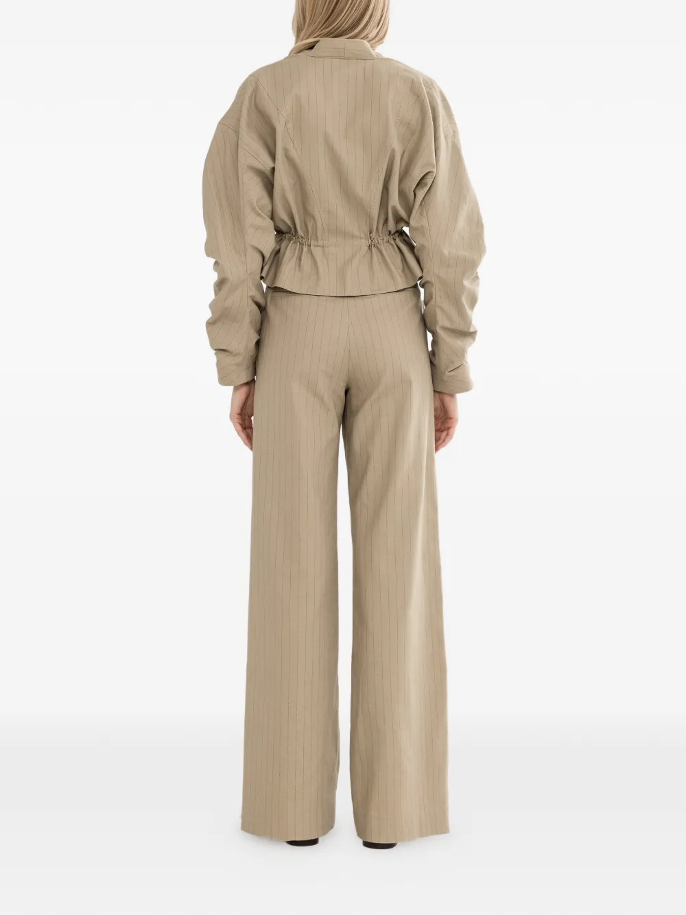 NISSA Broek met krijtstreep Beige
