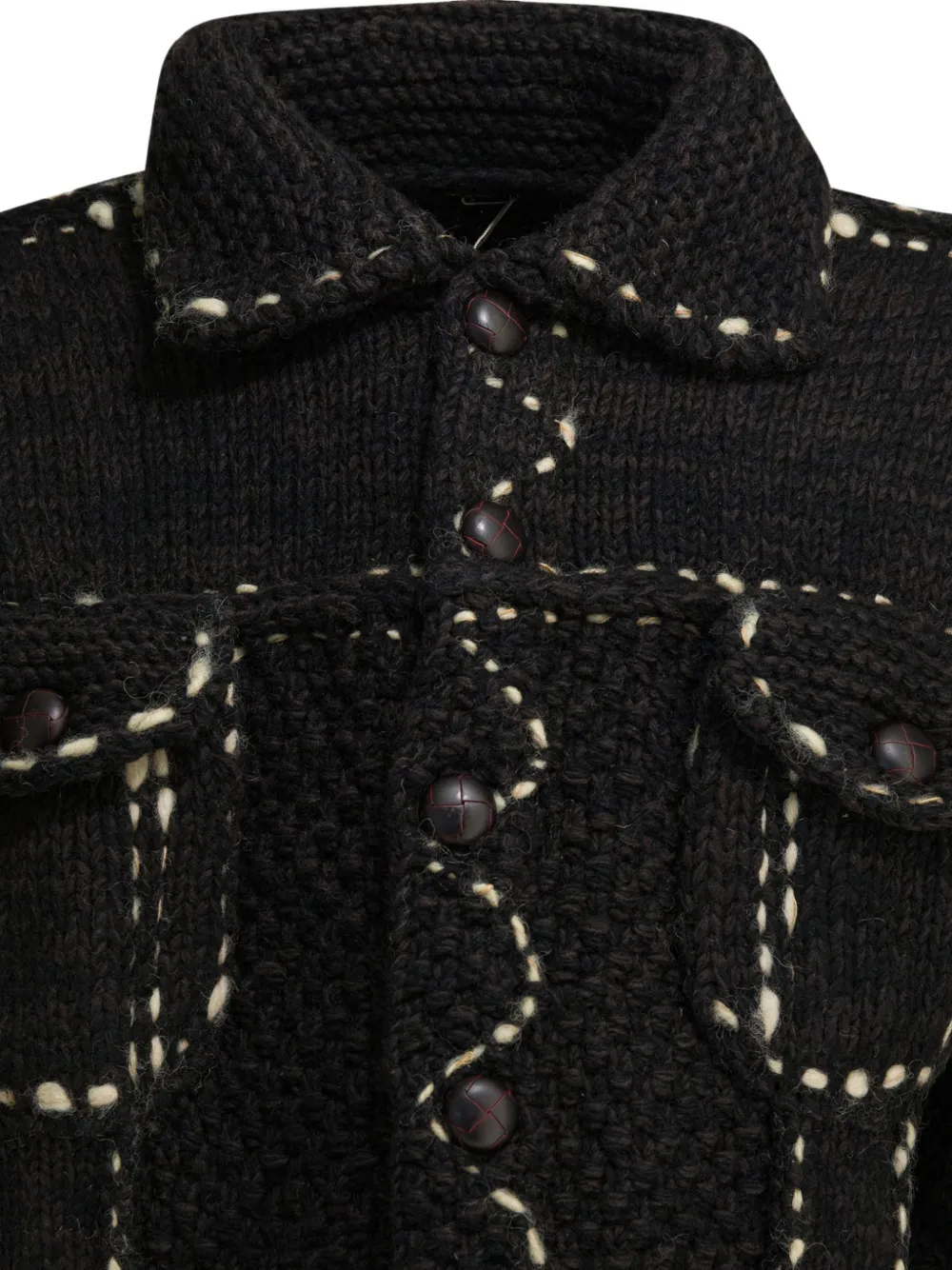  Kapital Button Trim Wool Cardigan - Black 
