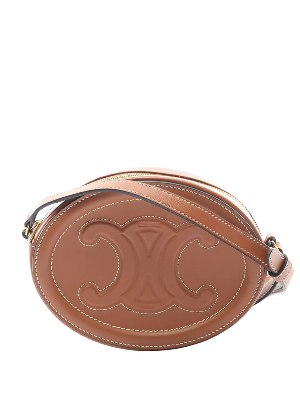 Celine Pre-Owned 2021-2026 Small Calfskin Cuir Triomphe Oval crossbody bag - Brown