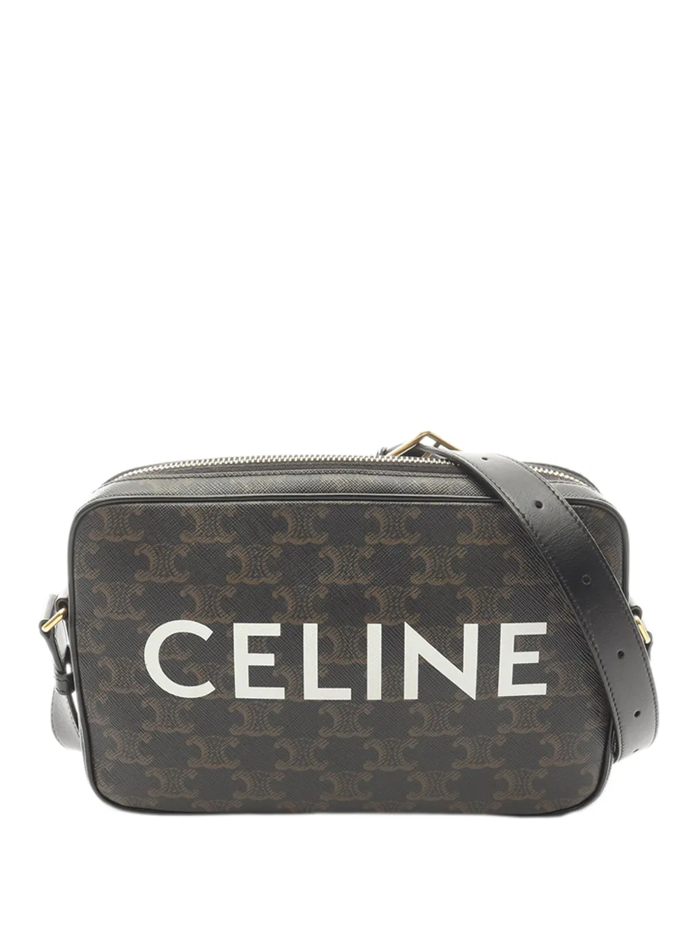 Celine Pre-Owned 2021-2026 Medium Triomphe Coated Canvas crossbody bag - Nero