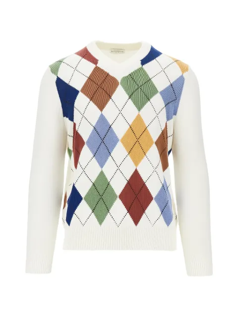 Ballantyne sweater med V-hals og argylemønster