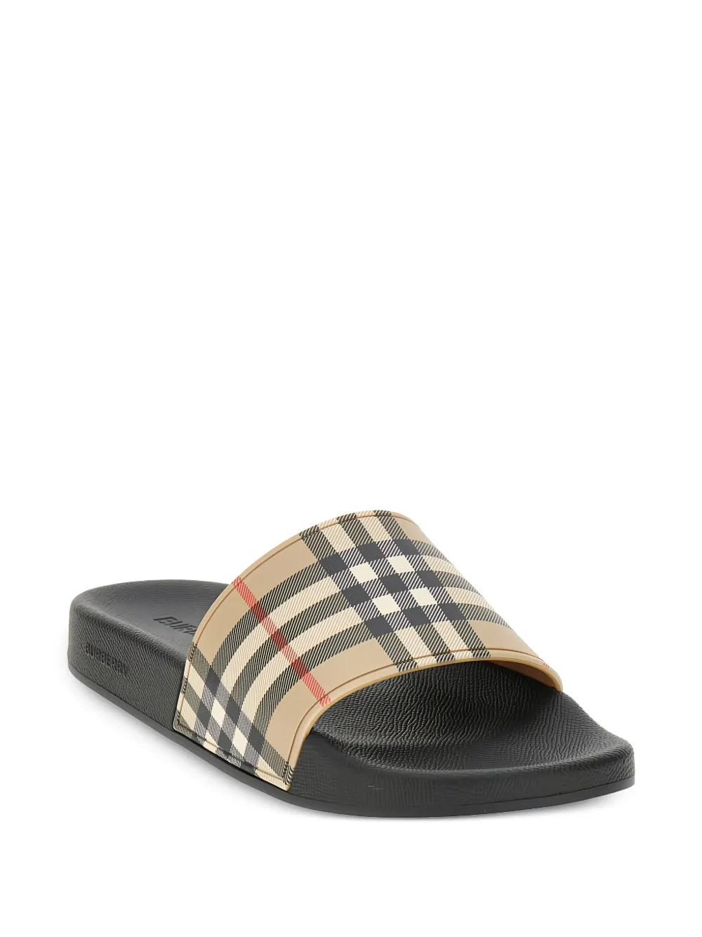  Burberry Open-toe Check-pattern Slides - Neutrals 