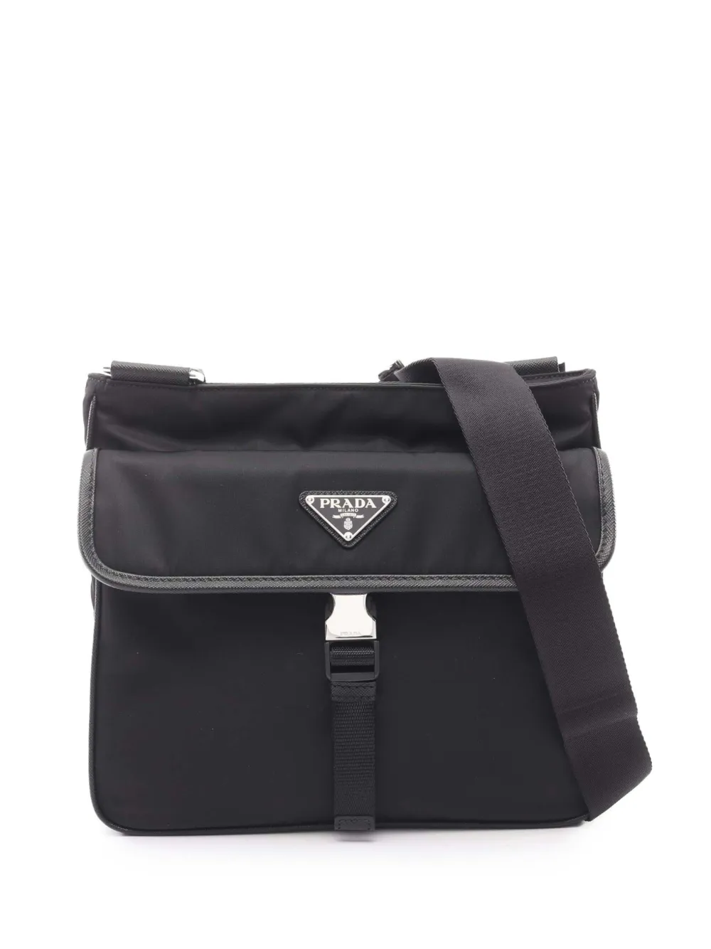 Prada Pre-Owned 2013-2026 Saffiano Trimmed Re Nylon crossbody bag - Nero