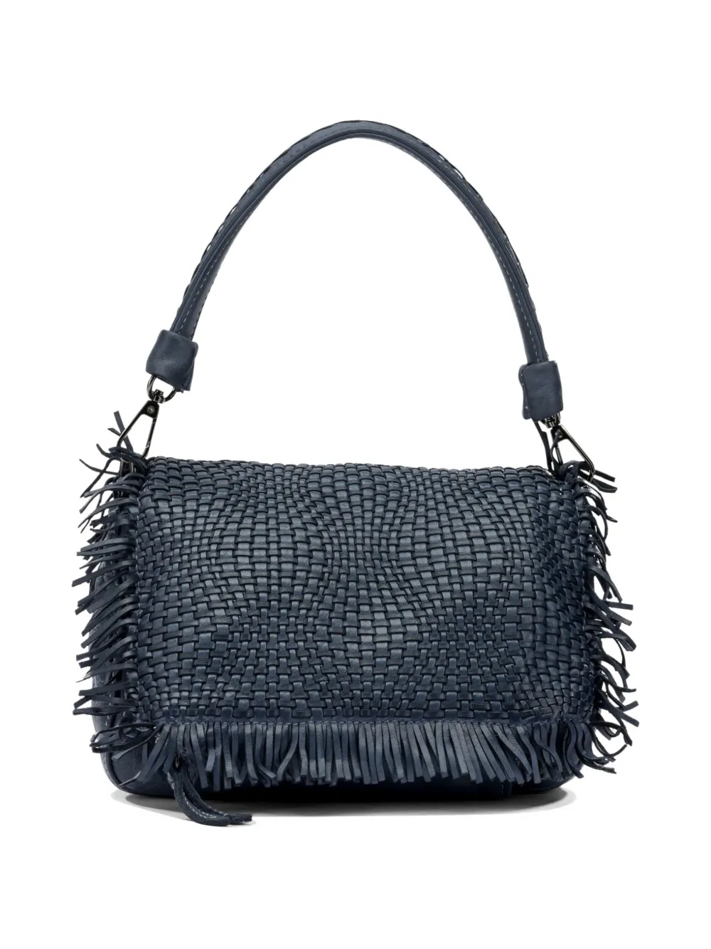 Reptile's House Anfora Woven Fringed Leather Shoulder Bag - Blue 