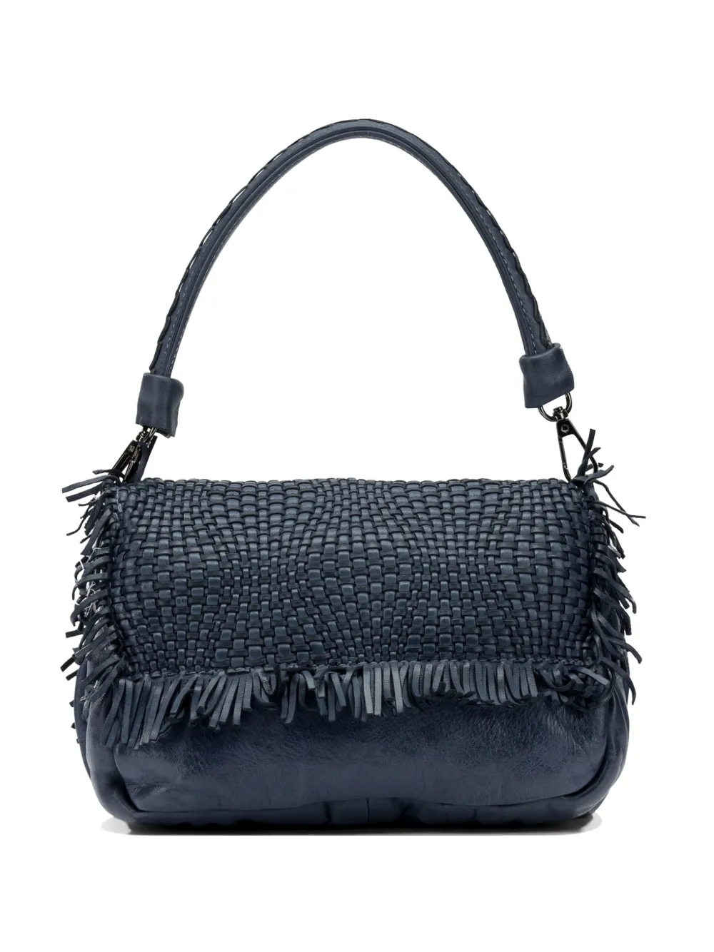 Reptile's House Anfora woven fringed leather shoulder bag - Blu
