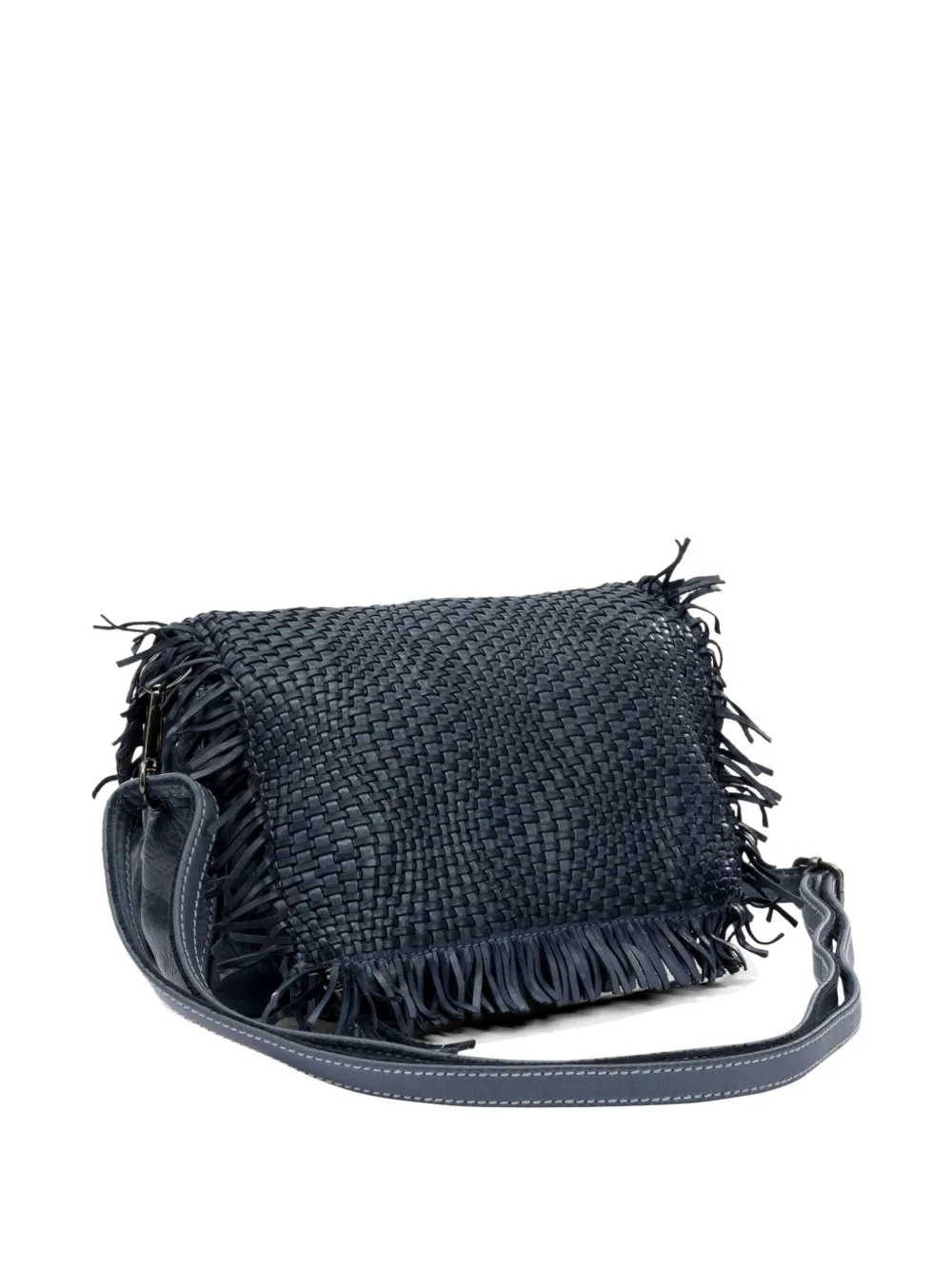  Reptile's House Anfora Woven Fringed Leather Shoulder Bag - Blue 