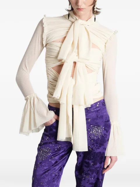 SIEDRES cut-out pussy-bow top