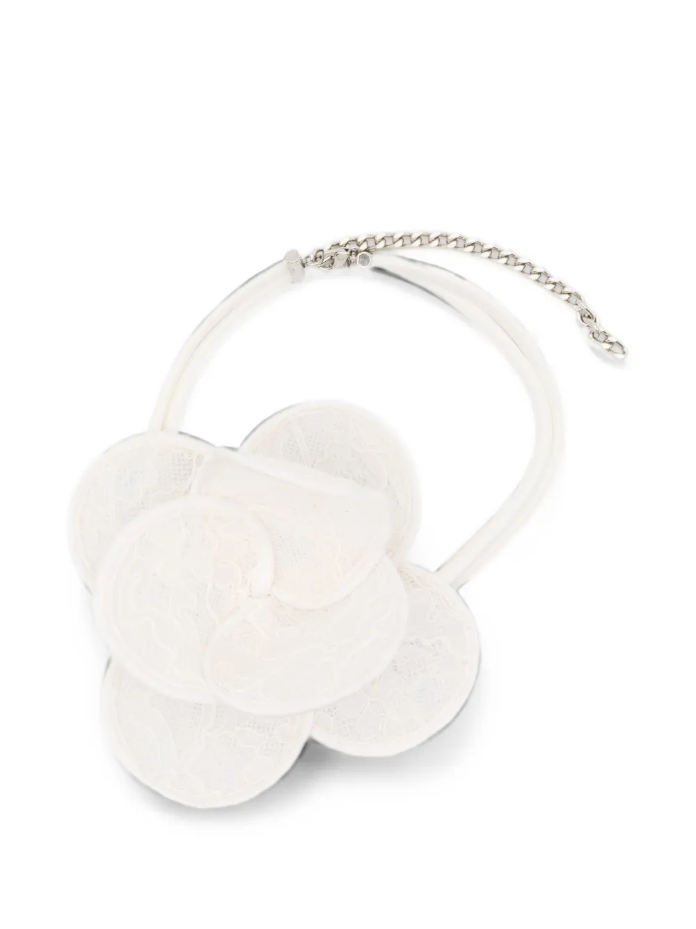 David Koma 3D Lace Flower necklace - Bianco
