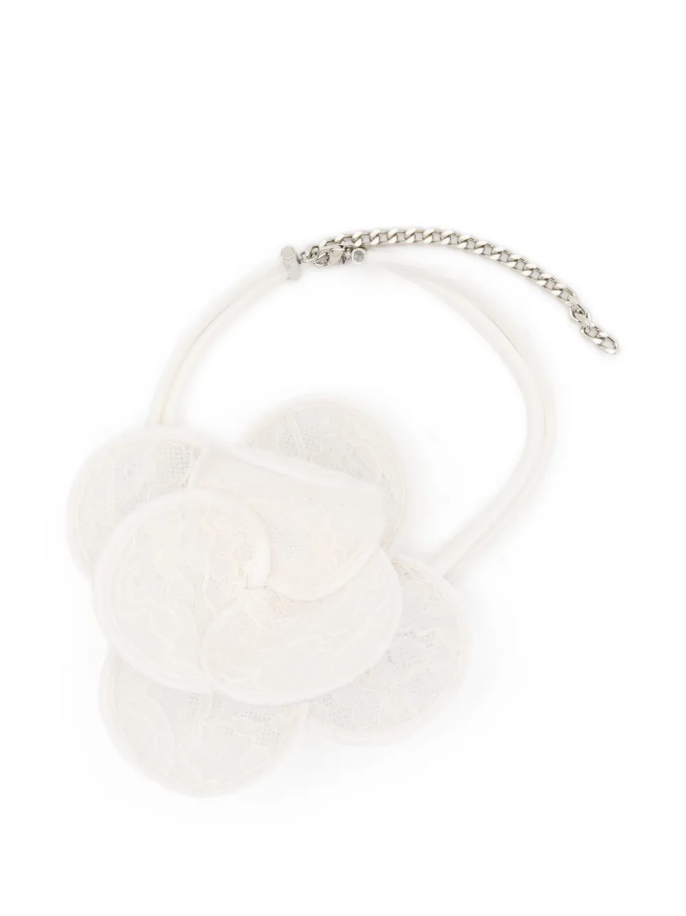 David Koma 3D Lace Flower necklace - Bianco