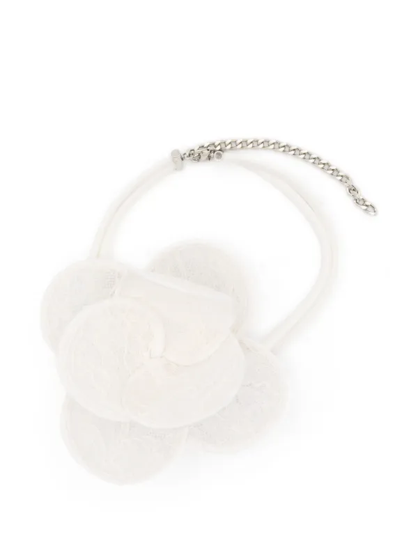 David Koma 3D Lace Flower Necklace in White