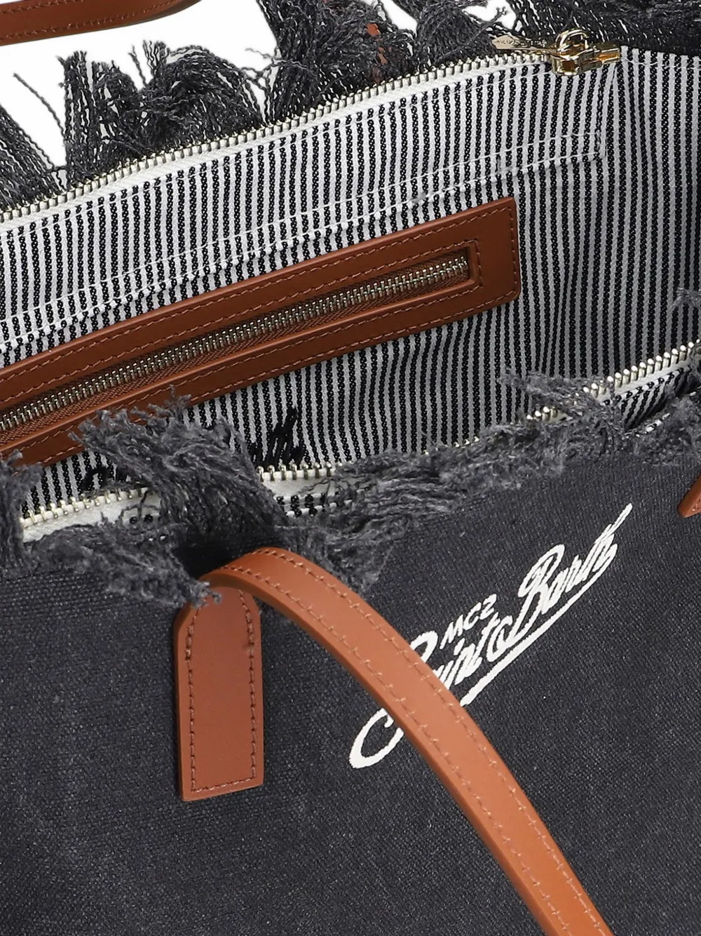 MC2 Saint Barth City fringed logo-embroidered tote bag Grijs
