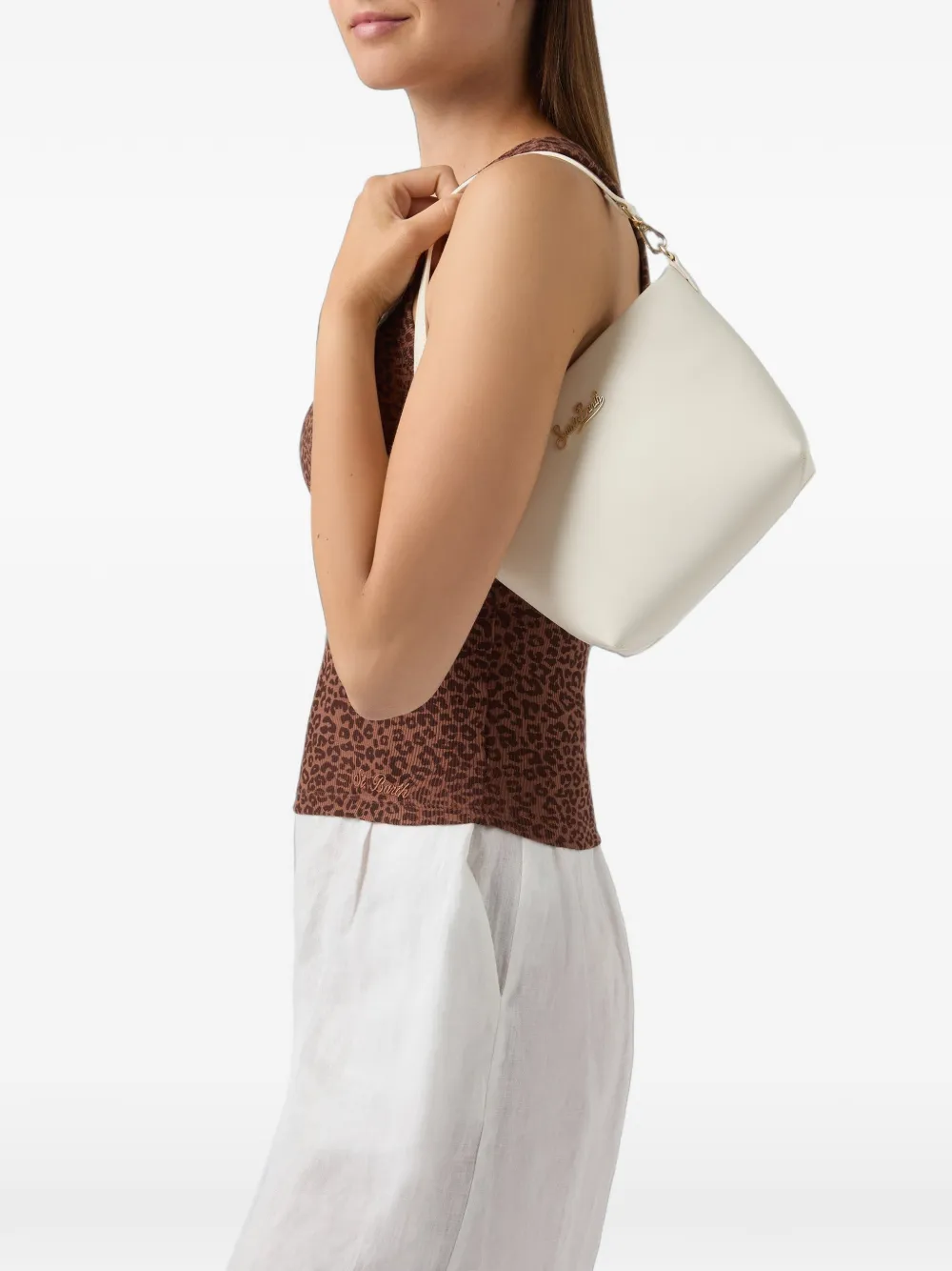 MC2 Saint Barth Aline schoudertas met logoplakkaat Beige