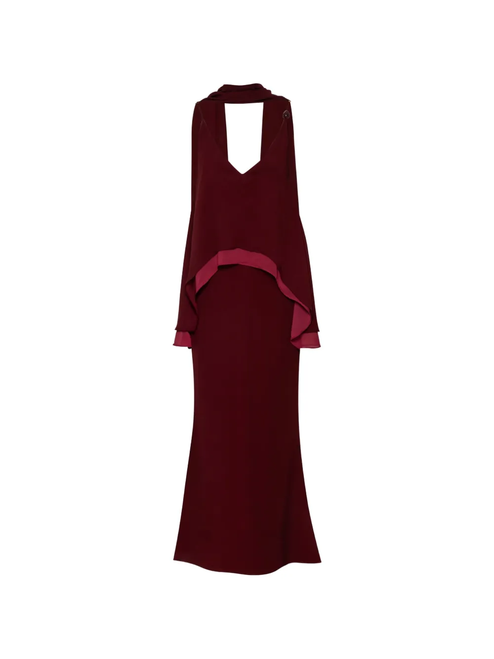 Baobab Abito lungo Danielle con scollo a V - Rosso