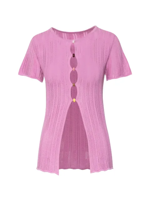 Baobab Corsica round-neck button-details cutout T-shirt