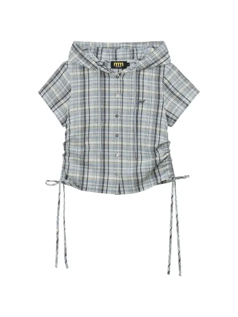 Mini Cream hooded check shirt