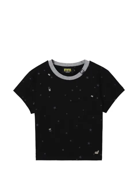 Mini Cream star print ribbed T-shirt