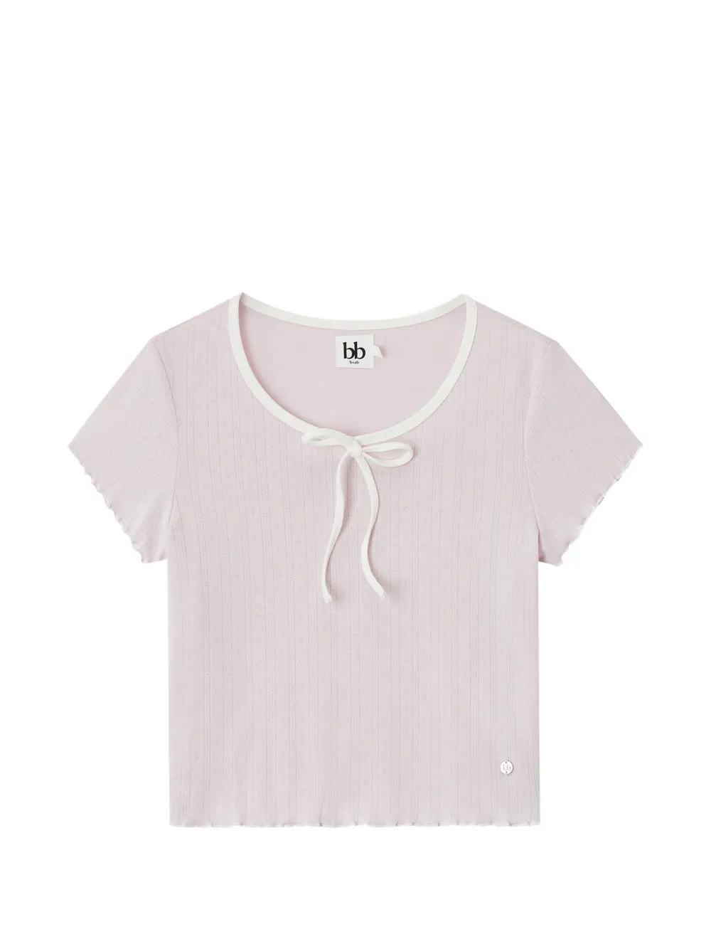 b+ab tie-neckline ruffled-trim T-shirt - Viola