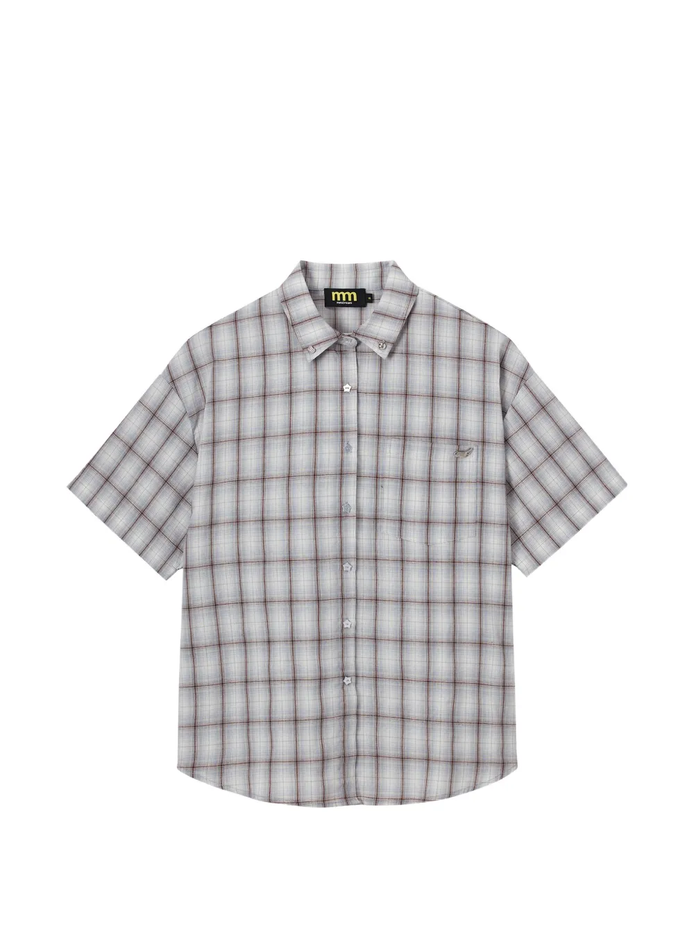 Mini Cream plaid pocket shirt - Grigio