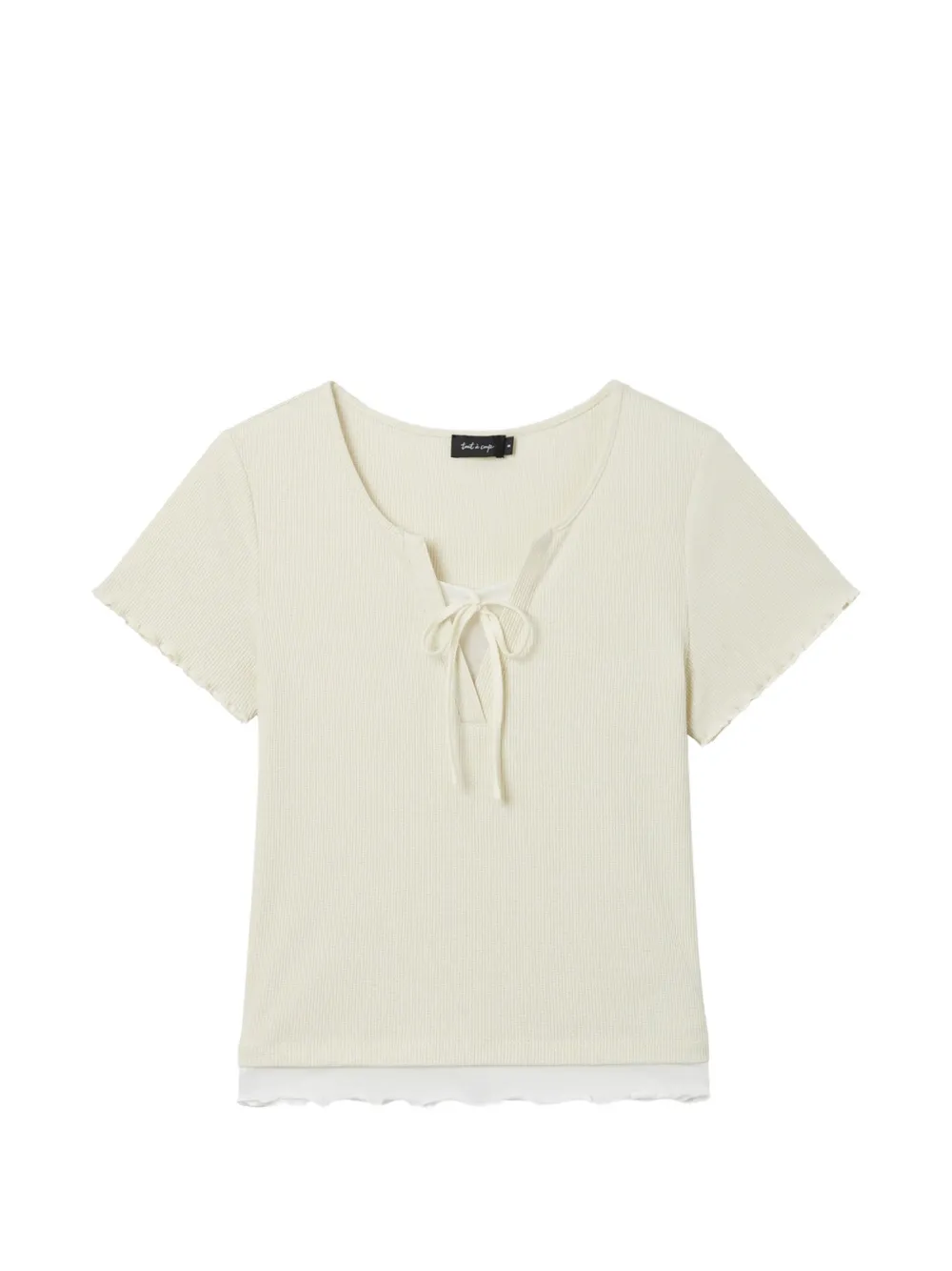 tout a coup tie-neck ribbed T-shirt - Giallo