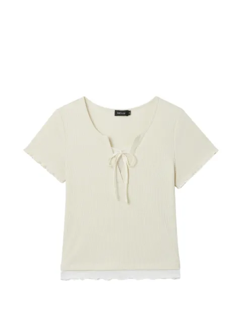 tout a coup tie-neck ribbed T-shirt