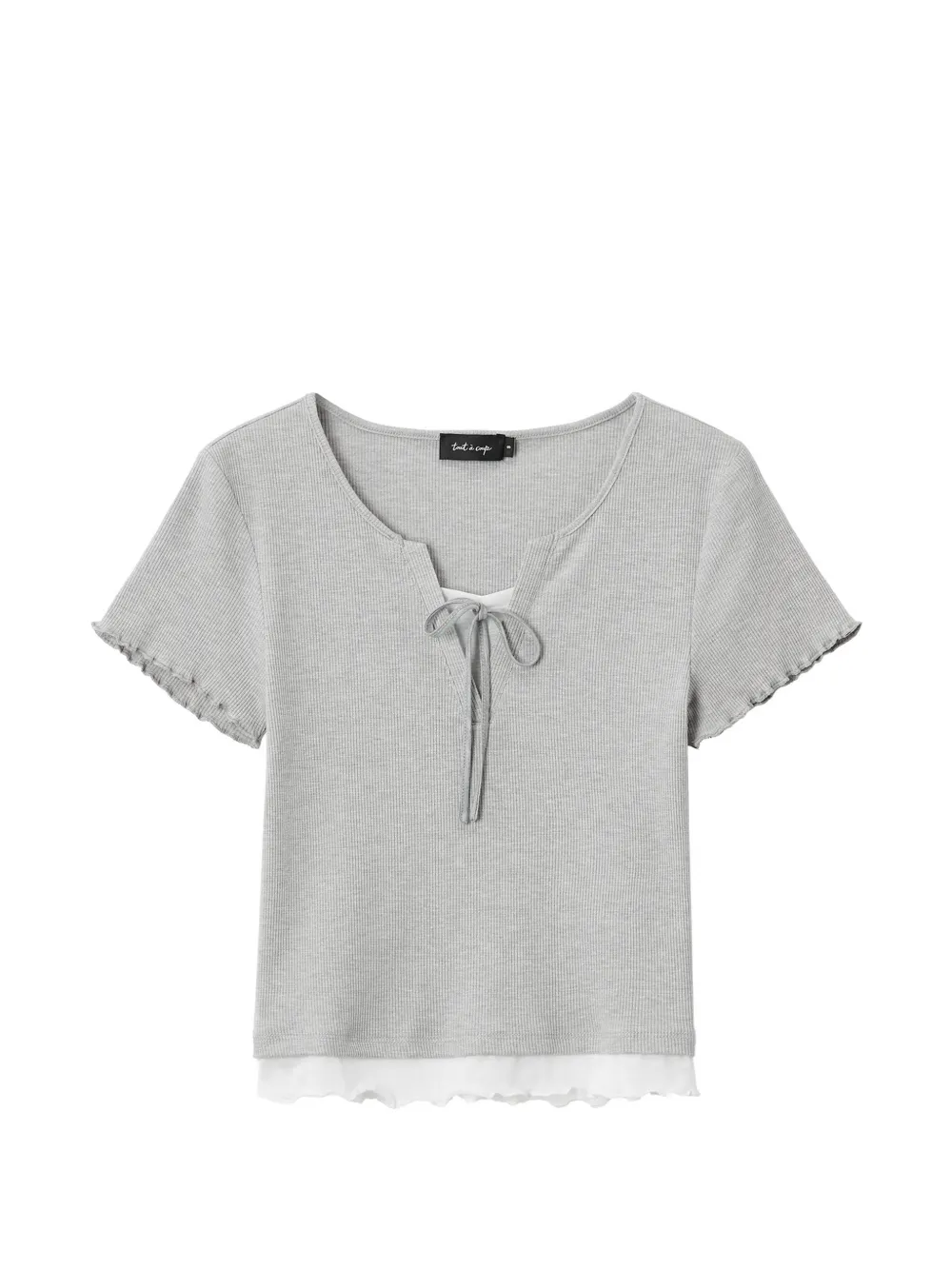 tout a coup tie-neck short-sleeved T-shirt - Grigio