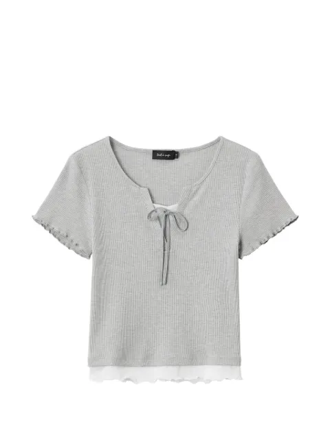 tout a coup tie-neck short-sleeved T-shirt