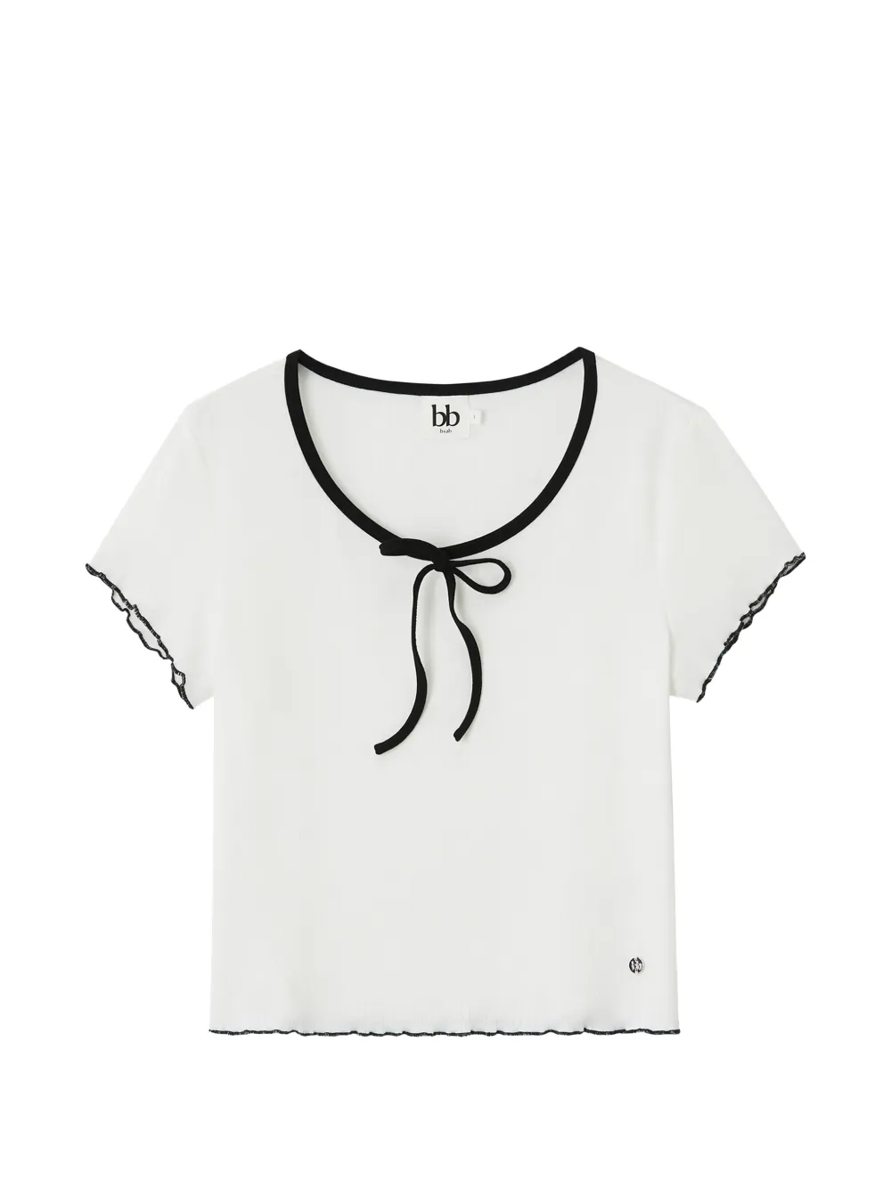 b+ab tie-neck ribbed T-shirt - Bianco