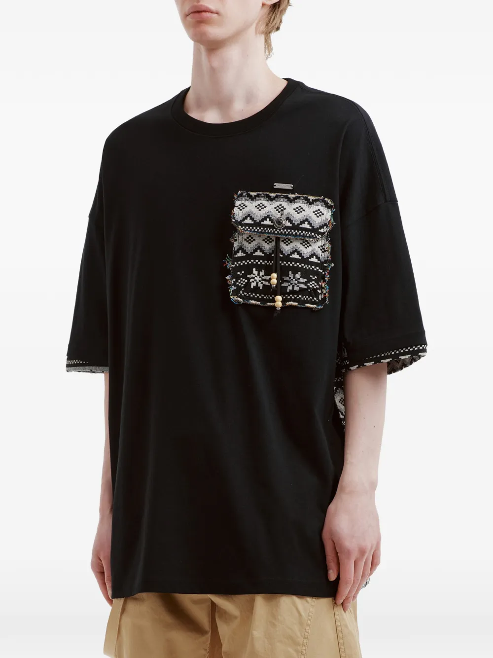  Musium Div. Patterned Pocket Cotton T-shirt - Black 