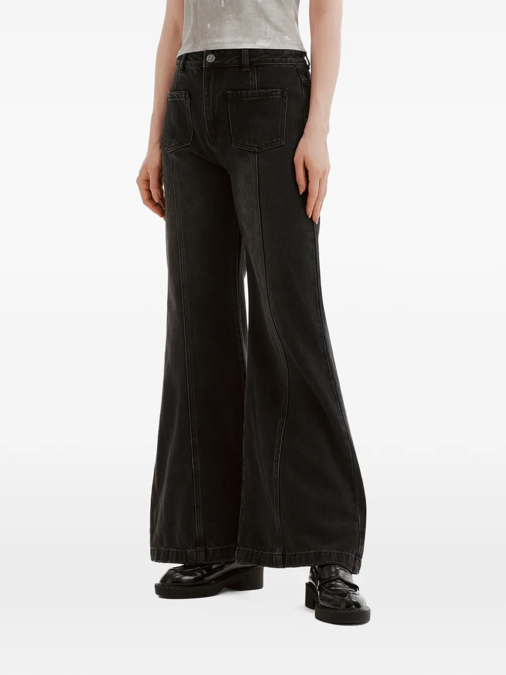  B+ab Panelled Flared Jeans - Black 