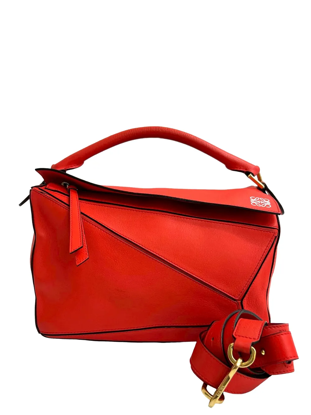 Loewe Pre-Owned 2010-2026 Medium Calfskin Puzzle satchel - Rosso