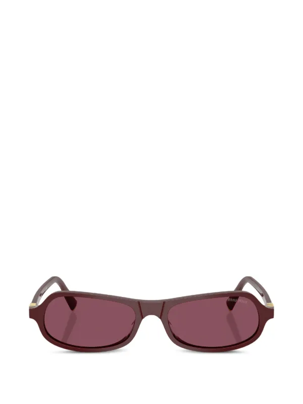 Miu Miu Logo-plaque Rectangle-frame Sunglasses in Brown
