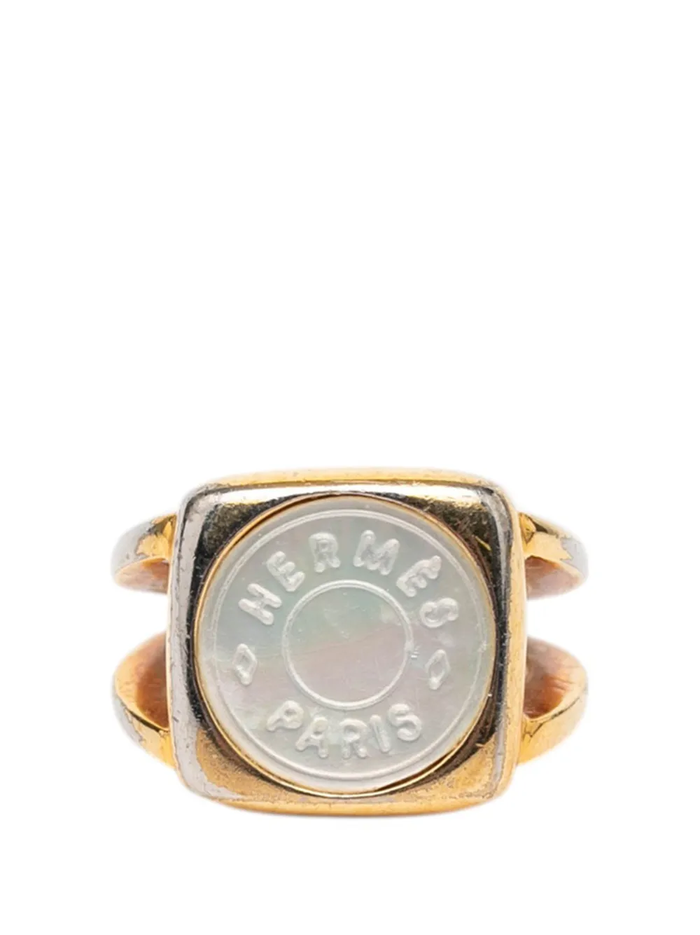 Hermès Pre-Owned 1990-2000 Gold Plated Bijouterie Fantaisie Corozo Ring costume ring
