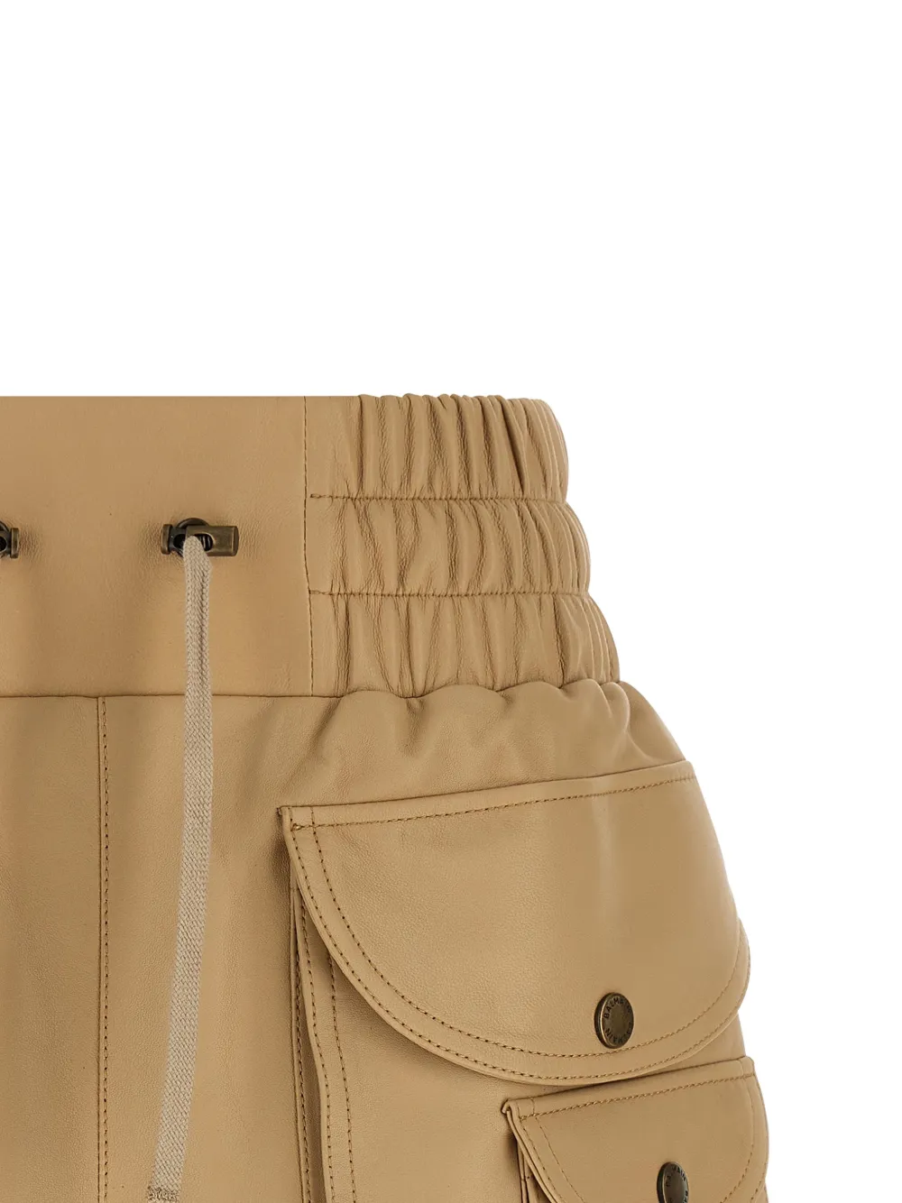  Balmain Cargo-pocket Leather Shorts - Neutrals 