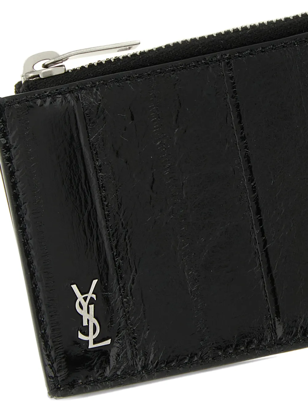 Saint Laurent Pasjeshouder met rits Zwart