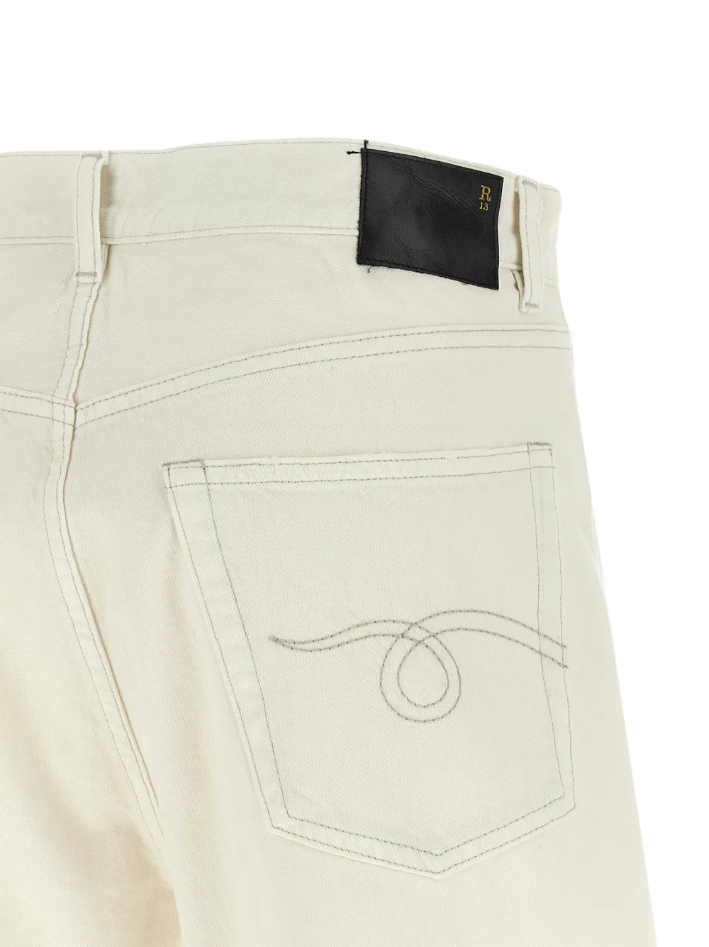 R13 X-BF gerafelde shorts met franje Beige