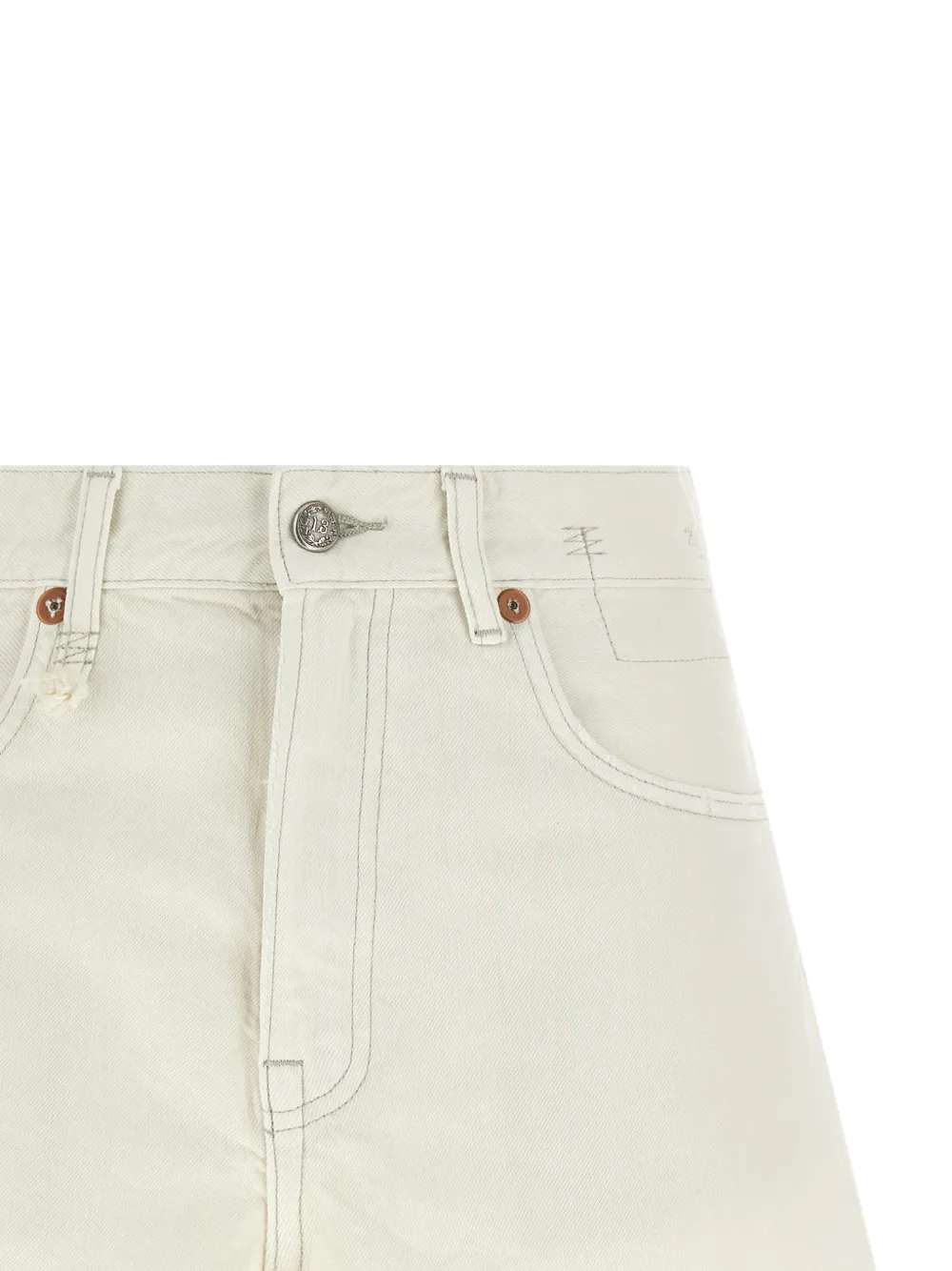R13 X-BF gerafelde shorts met franje Beige