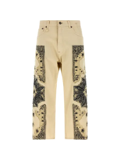 R13 X-BF frayed bandana-appliqué jeans