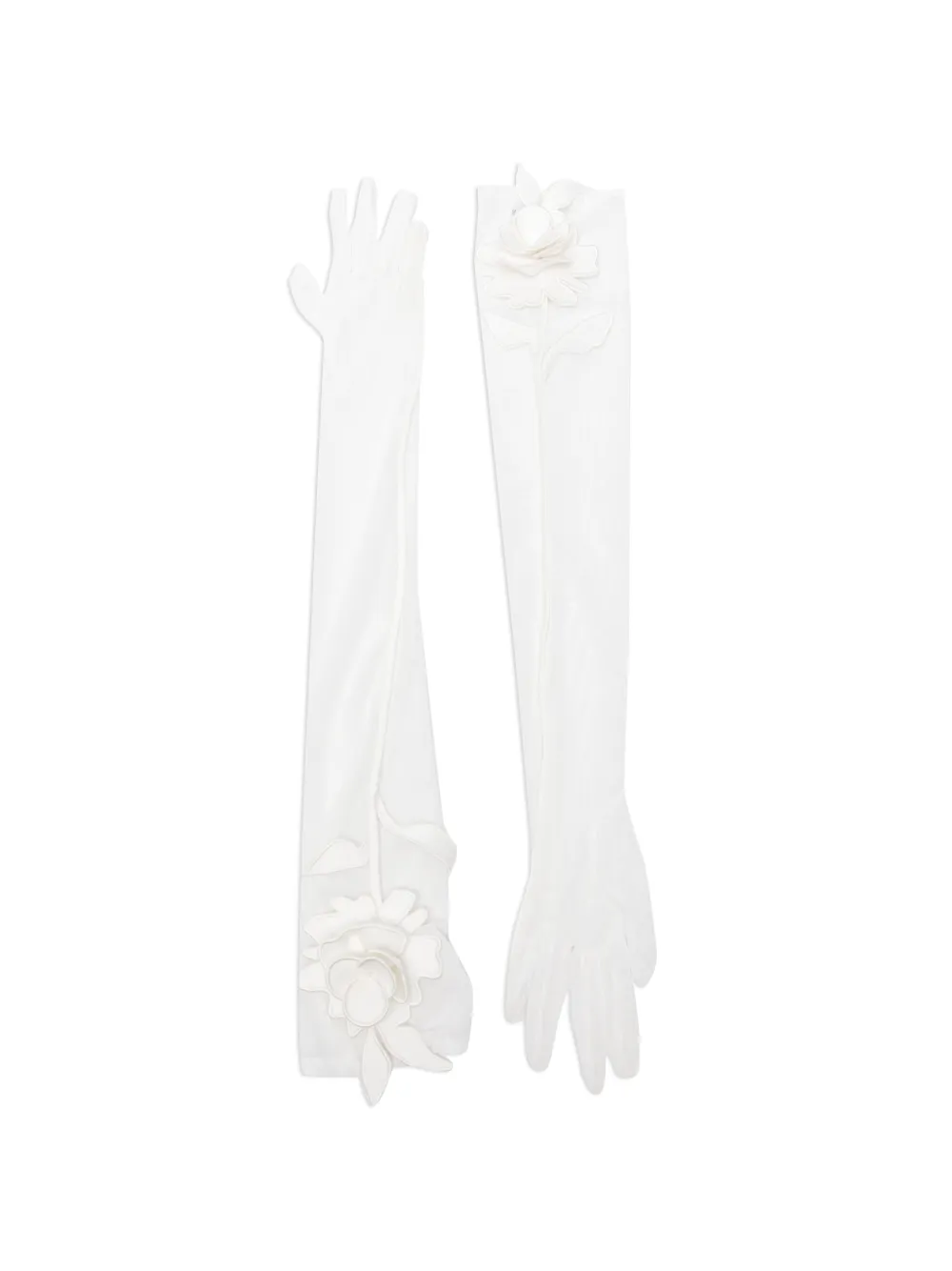 David Koma floral-appliqué opera-length gloves - Weiß