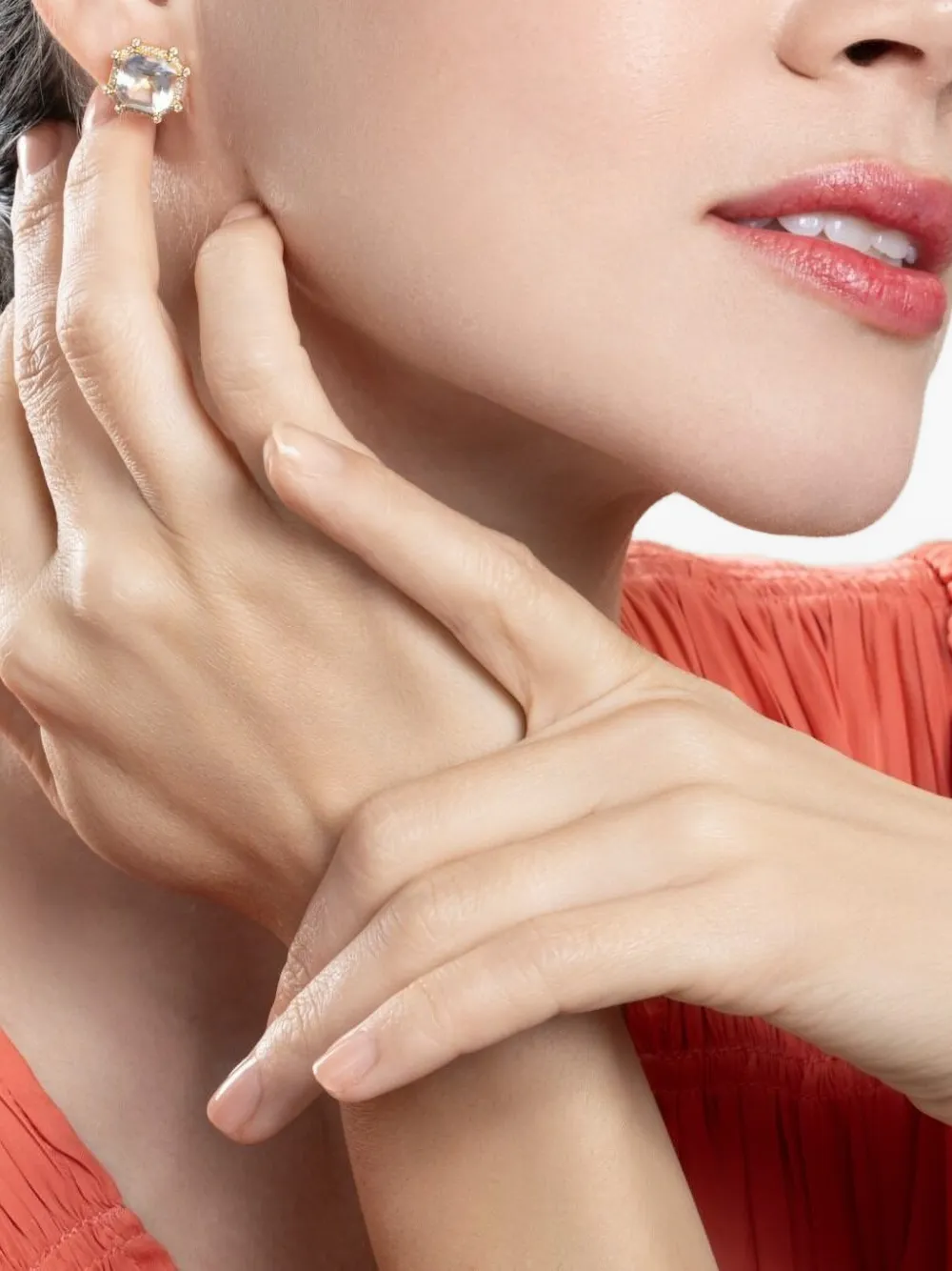 Goshwara Gossip rock crystal and diamond stud earrings - Oro