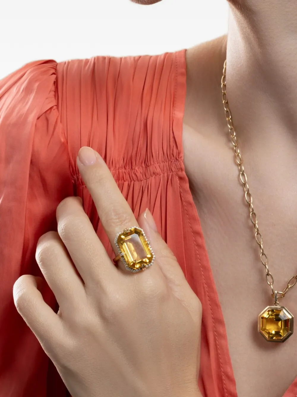  Goshwara Gossip Citrine And Diamond Ring - Gold 