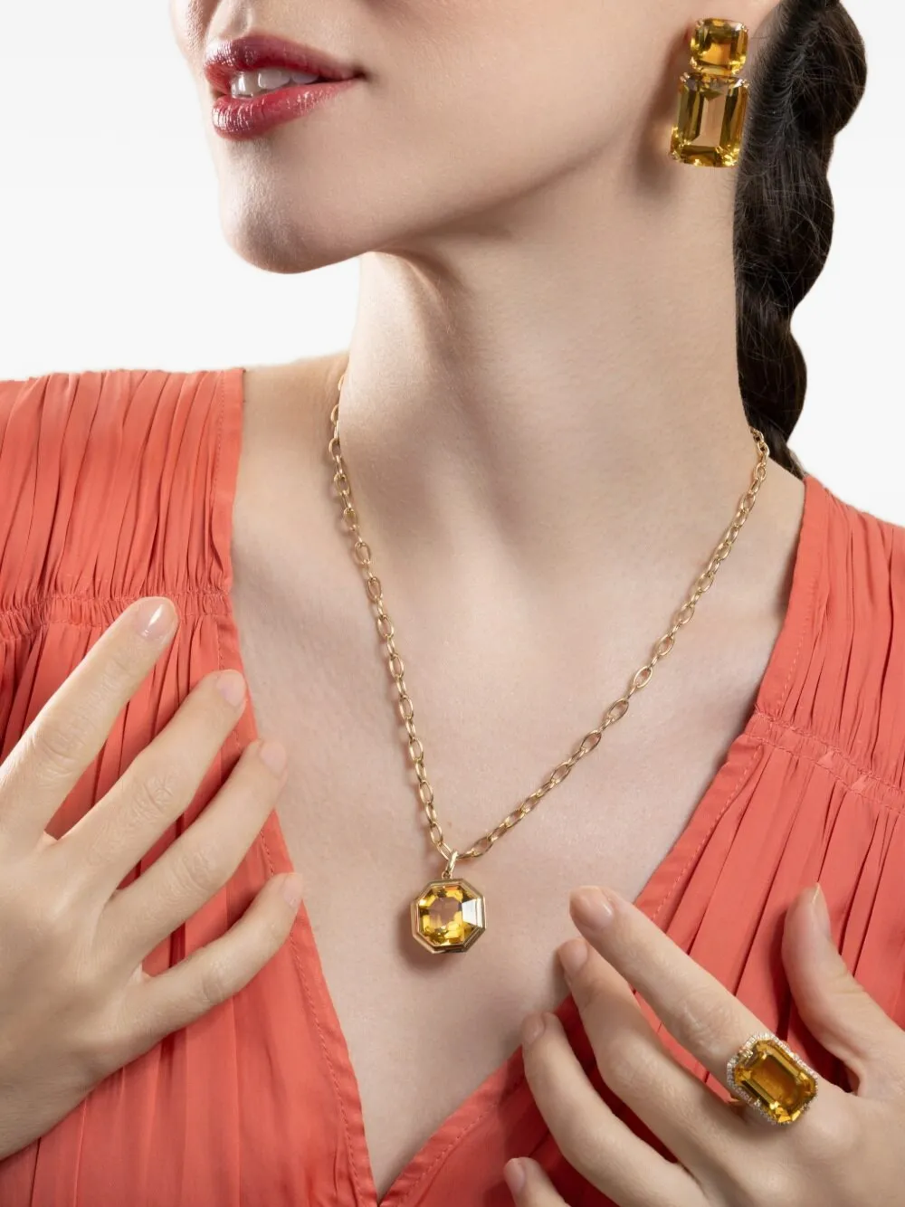 Goshwara Manhattan octagon-pendant citrine necklace - Oro