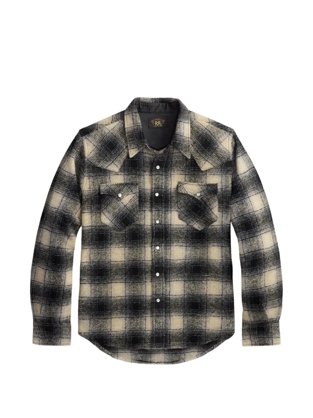 Rrl Snap-button Checked Shirt In Black