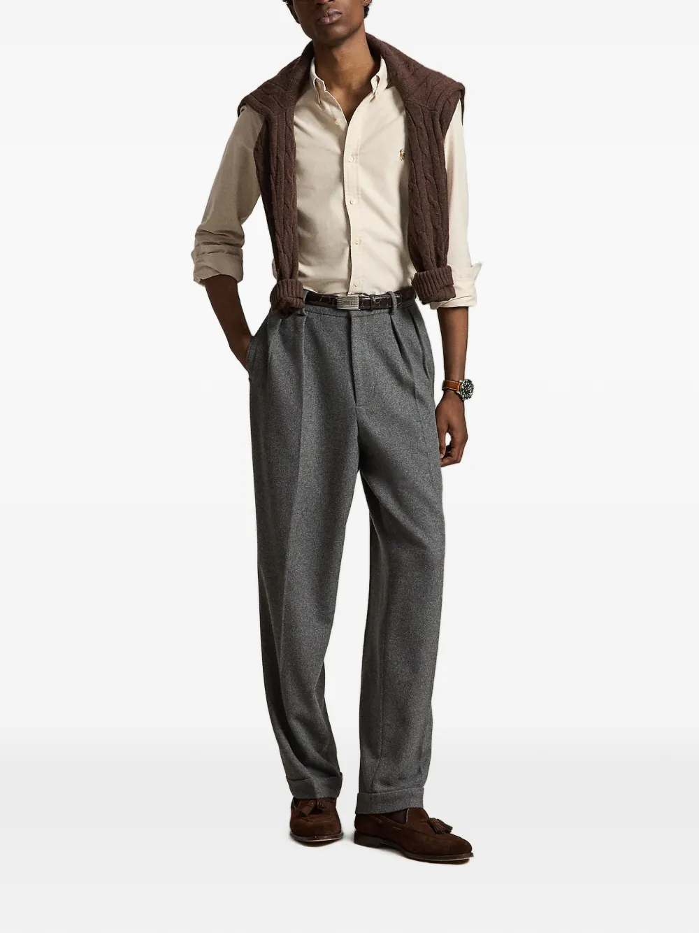 Polo Ralph Lauren Oxford getailleerd overhemd Beige