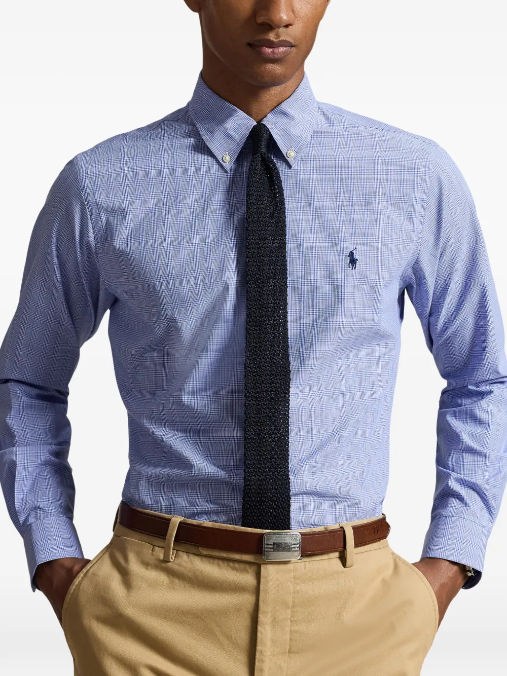 Polo Ralph Lauren Geruit shirt met geborduurd logo Blauw