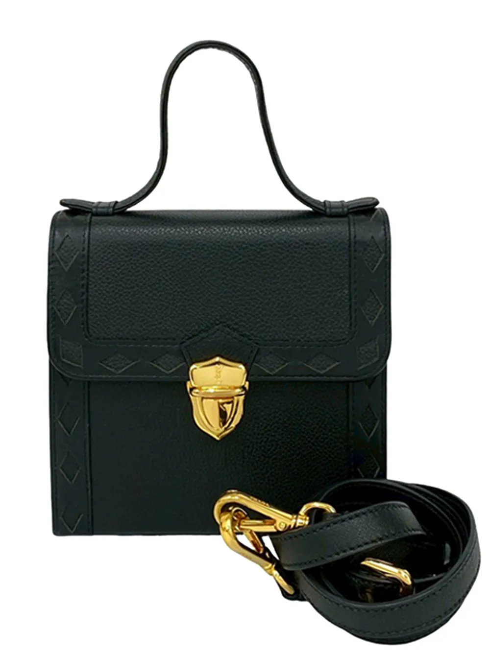 Saint Laurent Pre-Owned 20th Century Leather Diamond Cut Top Handle Bag satchel - Black